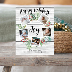 Cartes Pour Fêtes Annuelles Farmhouse Wreath Photo Collage Noël