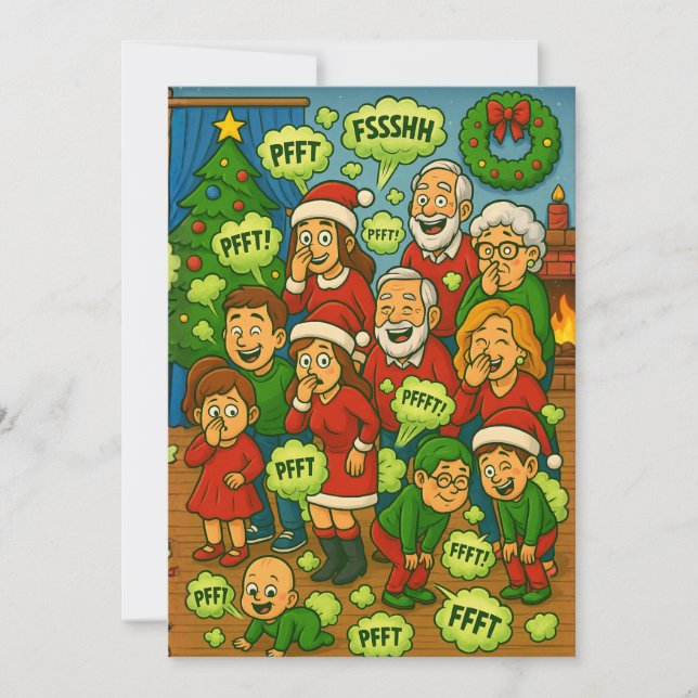 Cartes Pour Fêtes Annuelles Farting Family Christmas Chaos (Devant)
