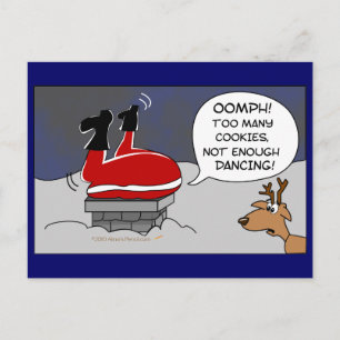 Cartes Pour Fêtes Annuelles Fat Stuck Père Noël Drôle Noël Danser Cartoon