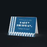 Cartes Pour Fêtes Annuelles Father in Law's Birthday Art Deco Patterns on Blue<br><div class="desc">A chic birthday card for your father-in-law with Art Deco patterns in white on dark blue,  giving it a vintage feel. The front cover greeting,  also in Art Deco fonts,  is,  'Wishing you a very HAPPY BIRTHDAY Father-in-Law!'. You can easily personalize the inside message.</div>