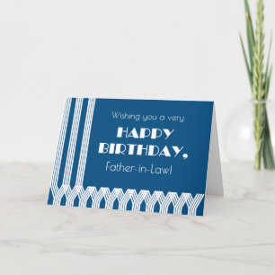 Cartes Pour Fêtes Annuelles Father in Law's Birthday Art Deco Patterns on Blue