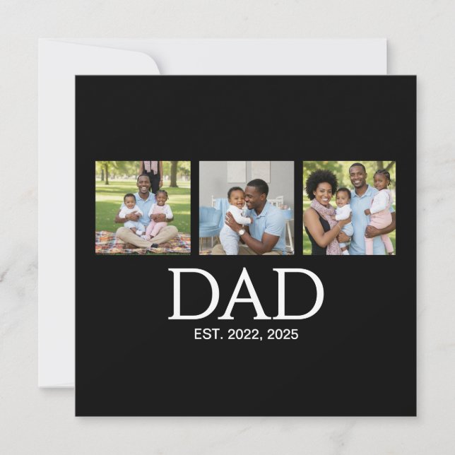 Cartes Pour Fêtes Annuelles Fathers Day Caps Black 3 Photo Dad Established  (Devant)