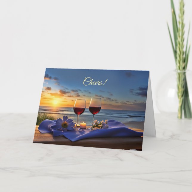 Cartes Pour Fêtes Annuelles Fathers Day Wine at the Beach Cheers  (Devant)