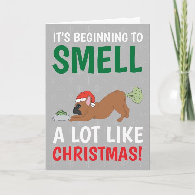 Cartes Pour Fêtes Annuelles Fatigué Frenchie Farting Noël (Devant)