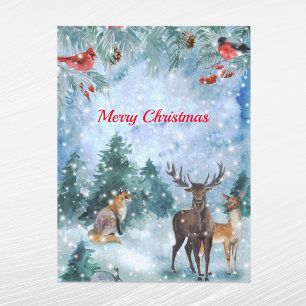 Cartes Pour Fêtes Annuelles Faune de Noël Bleu Aquarelle