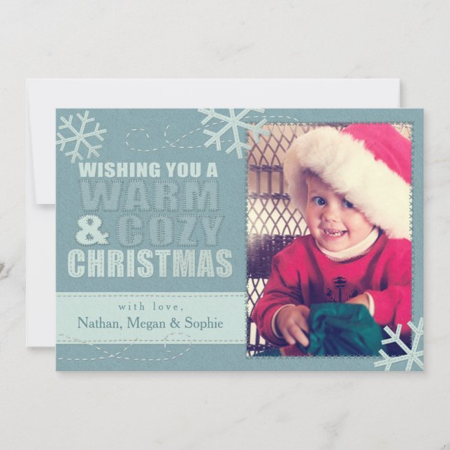 Cartes Pour Fêtes Annuelles Faux de Noël Chaleureux et Cosy Felt / Brodé Perso (Devant)