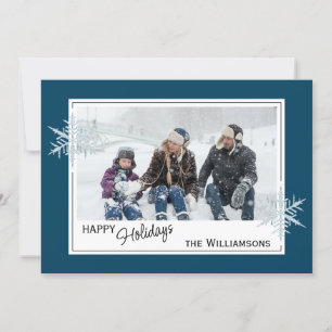 Cartes Pour Fêtes Annuelles Faux Faux Fléchettes De Neige En Argent Sur Bleu F