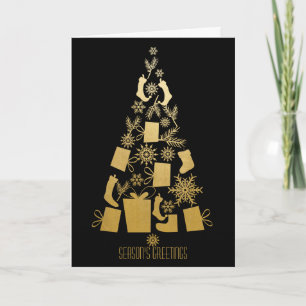 Cartes Pour Fêtes Annuelles Faux Gold et Black Modern Christmas Tree