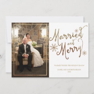 Cartes Pour Fêtes Annuelles Faux Gold Foil MARIÉ ET MERRY   Vacances 2015