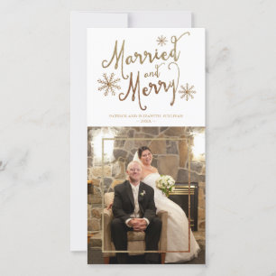 Cartes Pour Fêtes Annuelles Faux Gold Foil MARIÉ ET MERRY   Vacances 2015