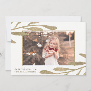 Cartes Pour Fêtes Annuelles Faux Gold Frame Bonne photo du Nouvel An