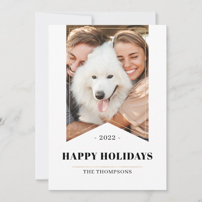 Cartes Pour Fêtes Annuelles Faux Gold Minimalist Happy Holidays Photo 2022 Chi (Devant)