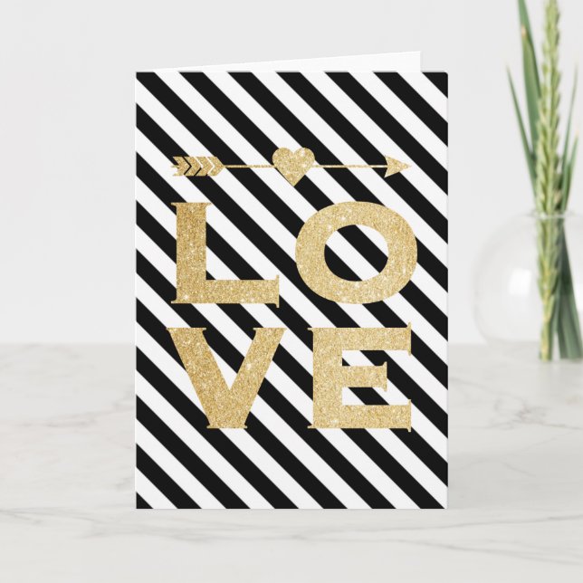 Cartes Pour Fêtes Annuelles Faux Gold Parties scintillant Love Valentine's Day (Devant)