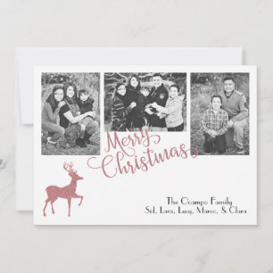 Cartes Pour Fêtes Annuelles Faux Parties scintillant Rose Gold Christmas Reind