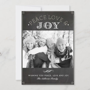 Cartes Pour Fêtes Annuelles Faux Tableau Noir Paix Amour et Joie Photo de vaca