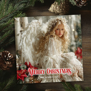 Cartes Pour Fêtes Annuelles Fée angélique ange rouge or festif enchanteur