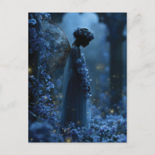 Cartes Pour Fêtes Annuelles Fée Bleue Mystique dans un Jardin Enchanté au Clai
