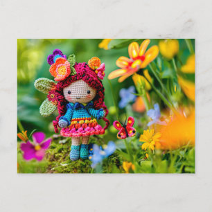 Cartes Pour Fêtes Annuelles Fée Crochetée aux Fleurs Jaunes