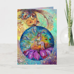 CARTES POUR FÊTES ANNUELLES FÉE DANS LA NUIT / PLANTE PAPILLON MAGIQUE