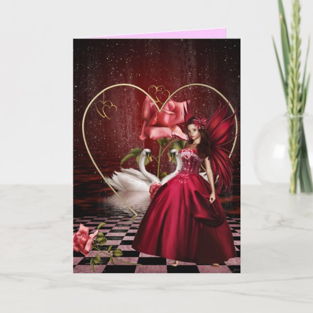 Cartes Pour Fêtes Annuelles Fée de la Saint Valentin Rouge (Devant)