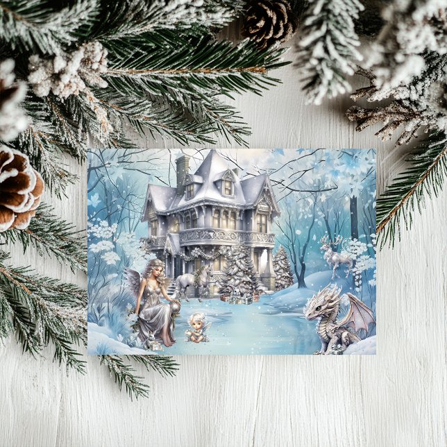 Cartes Pour Fêtes Annuelles Fée de Noël Magique et Fantaisiste (Créateur téléchargé)