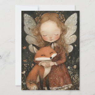 Cartes Pour Fêtes Annuelles Fée de Noël Vintage avec Renard Fête Fantaisiste