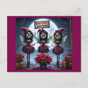 Cartes Pour Fêtes Annuelles Fée de prune de Noël noire