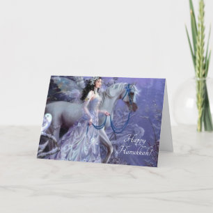 Cartes Pour Fêtes Annuelles fée d'hiver avec cheval