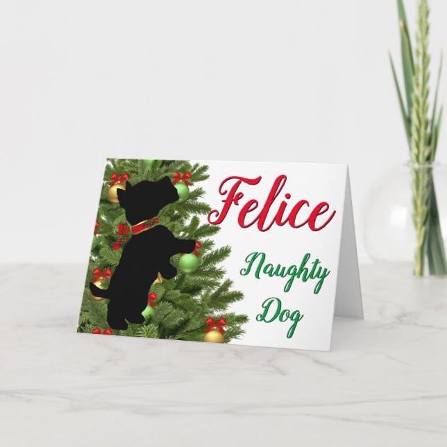 Cartes Pour Fêtes Annuelles Felice Naughty Chien (Devant)