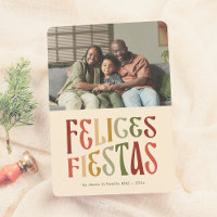 Felices Fiestas Postal de Navidad Retro con Foto