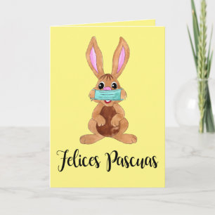 Cartes Pour Fêtes Annuelles Felices Pascuas Espagne Pâques face masqué Bunny