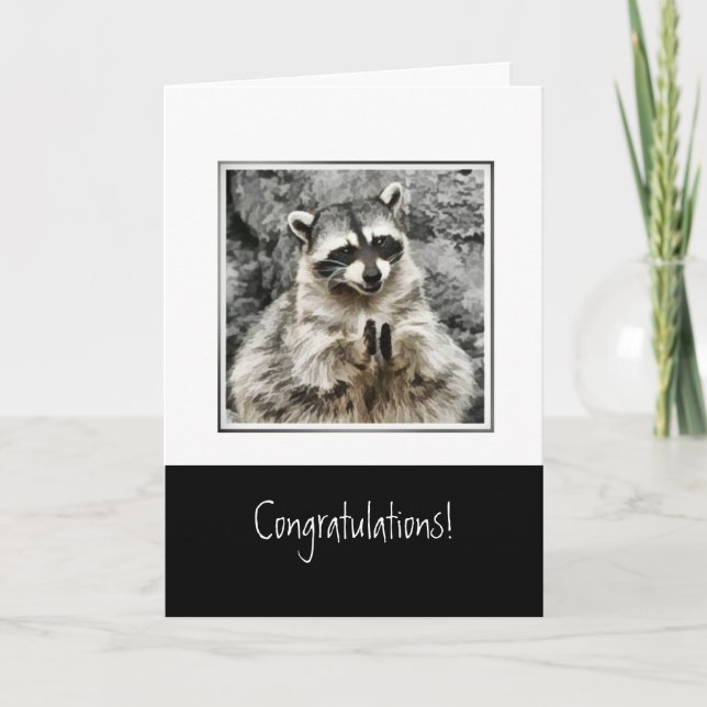 Cartes Pour Fêtes Annuelles Félicitations à Funny Clapping Raccoon Pet (Devant)