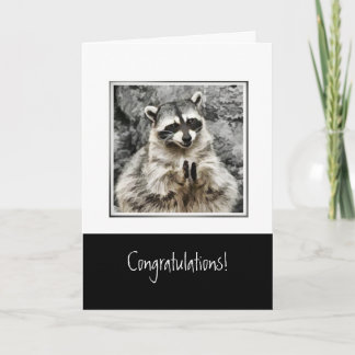 Cartes Pour Fêtes Annuelles Félicitations à Funny Clapping Raccoon Pet