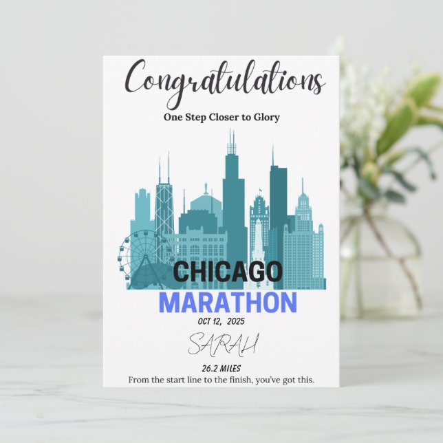 Cartes Pour Fêtes Annuelles Félicitations Chicago Marathon 2025 Runner Cadeau (Debout devant)