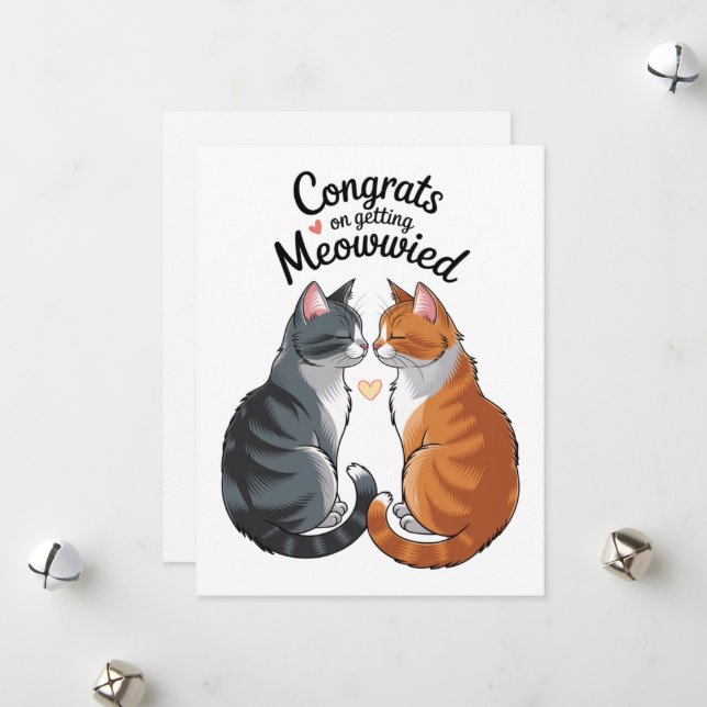 Cartes Pour Fêtes Annuelles Félicitations de mariage pour amoureux de chats ad (Devant/Arrière en situation)