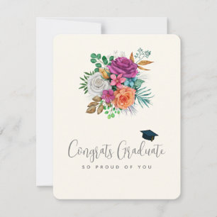 Cartes Pour Fêtes Annuelles Félicitations Diplômé Coloré Rose Floral Bouquet