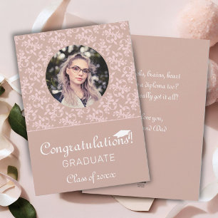 Cartes Pour Fêtes Annuelles Félicitations Dusty Pink Rococo Graduation Photo