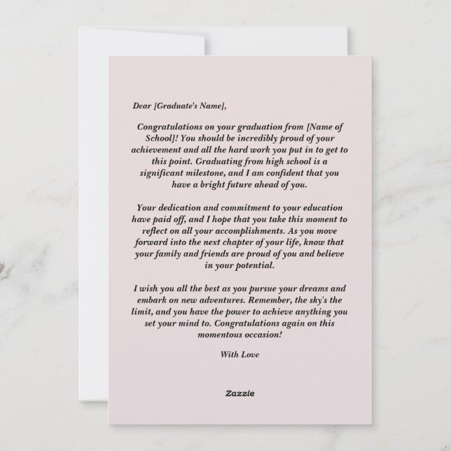 Cartes Pour Fêtes Annuelles Félicitations pour votre diplôme (Dos)