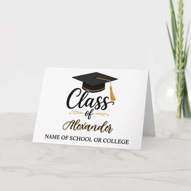 Cartes Pour Fêtes Annuelles Félicitations Script Nom Diplômé Diplôme (Devant)