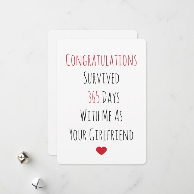 Cartes Pour Fêtes Annuelles Félicitations Survived 365 Jours (Devant/Arrière en situation)