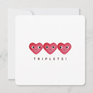 Cartes Pour Fêtes Annuelles Félicitations triplées avec trois coeurs de bébé