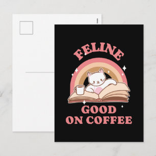 Cartes Pour Fêtes Annuelles Félin bien sur café