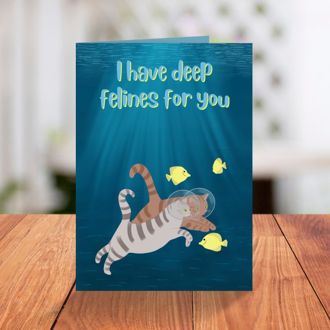 Cartes Pour Fêtes Annuelles Felines profondes Funny Nage Chats Valentines Jour (Créateur téléchargé)