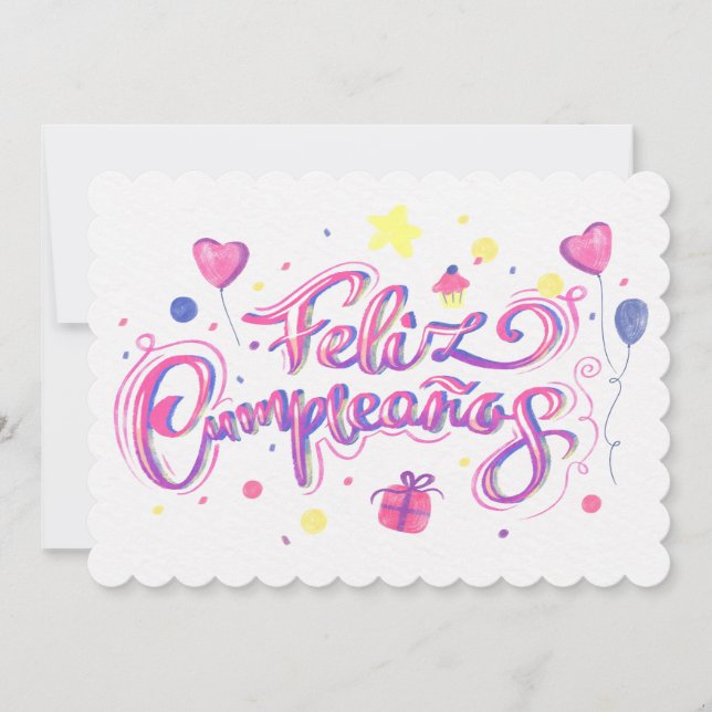 Cartes Pour Fêtes Annuelles Feliz Cumpleanos (Devant)