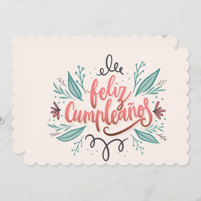 Cartes Pour Fêtes Annuelles Feliz Cumpleanos (Devant / Derrière)