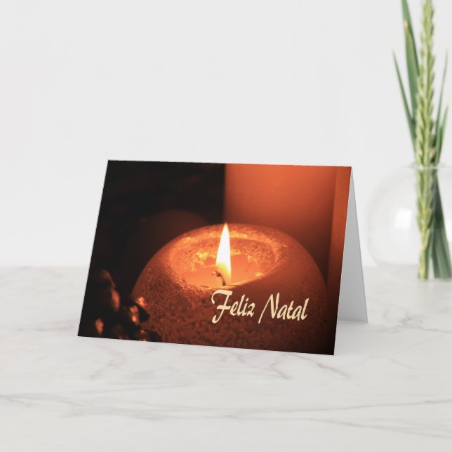 Cartes Pour Fêtes Annuelles Feliz Natal Brûler des bougies Noël (Devant)