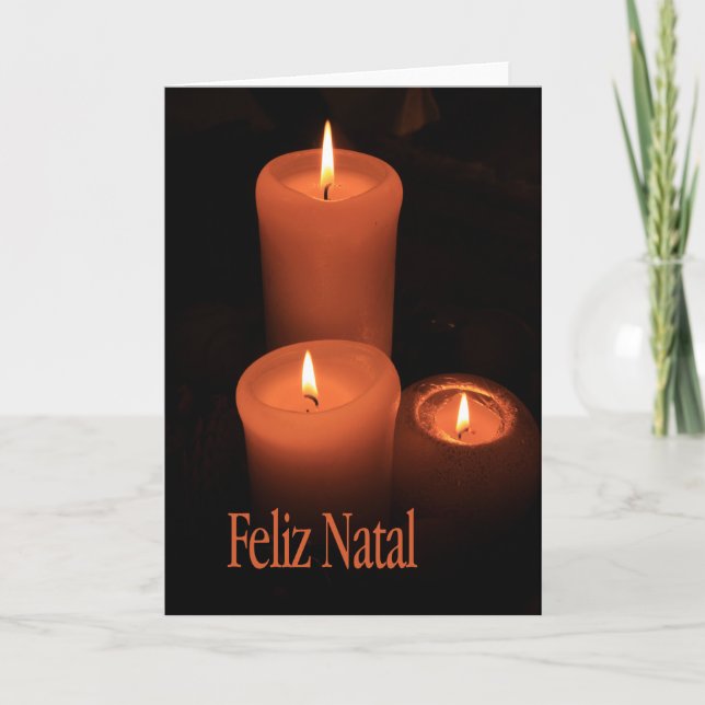 Cartes Pour Fêtes Annuelles Feliz Natal Brûler des bougies Noël (Devant)