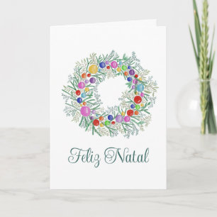 Cartes Pour Fêtes Annuelles Feliz Natal, couronne de Noël portugaise