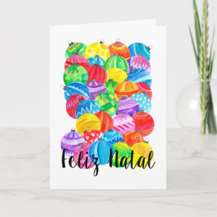 Cartes Pour Fêtes Annuelles Feliz Natal Portugais Noël, aquarelle