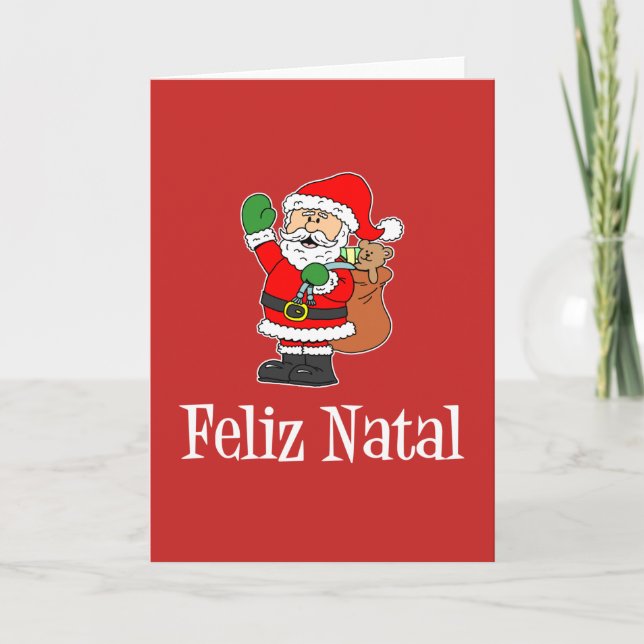 Cartes Pour Fêtes Annuelles Feliz Natal Portugais Noël Père Noël (Devant)